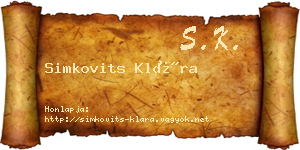 Simkovits Klára névjegykártya